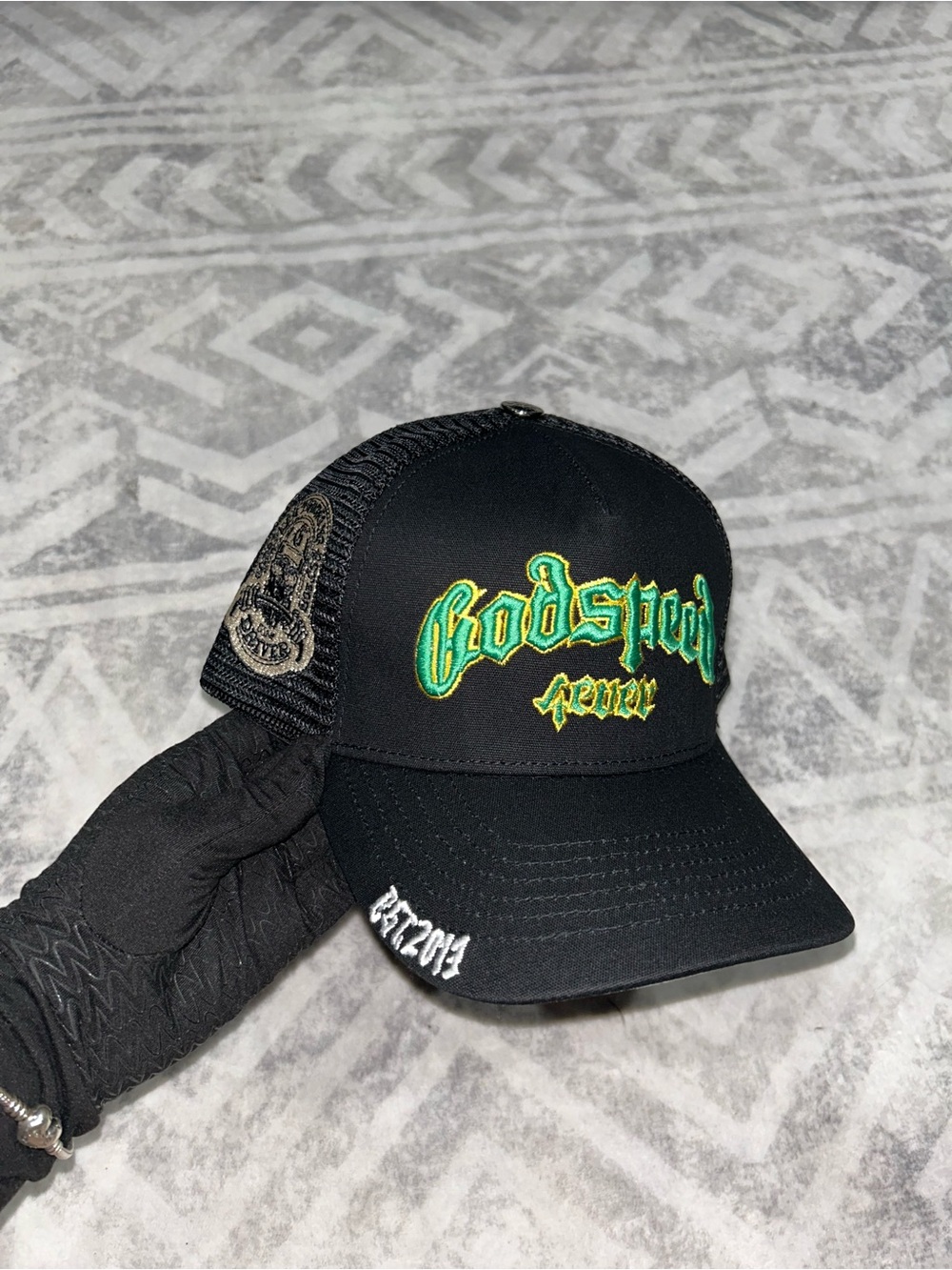 Godspeed Trucker Cap with Green & Yellow Embroidery